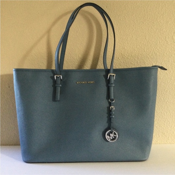 Michael Kors Jet Set Saffiano Leather Large Travel Vacation Shoulder Bag Tote MK - Picture 2 of 16